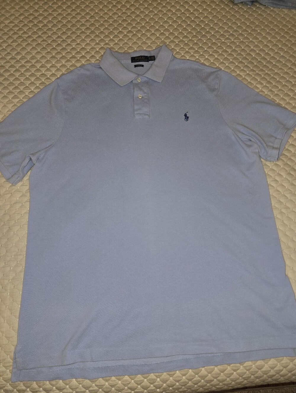XL - Ralph Lauren Men's Pale Blue Classic Polo W/Navy Pony (PRISTINE CONDITION)